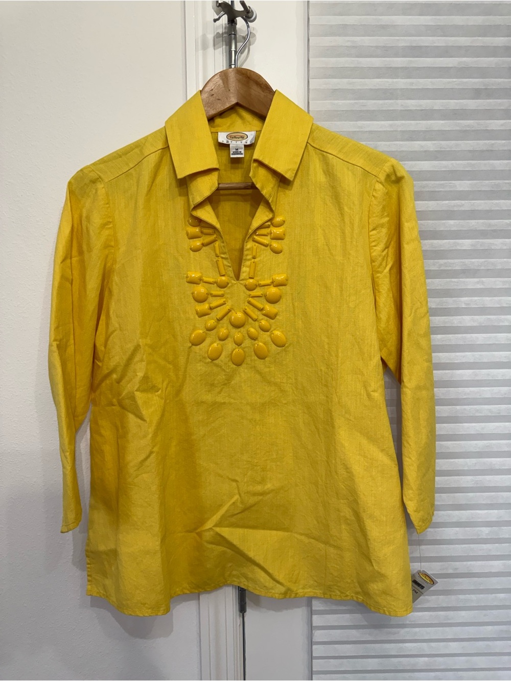 Talbots Bright Yellow Embellished V-Neck Tunic